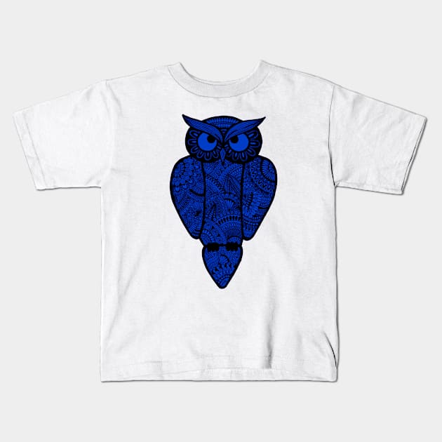 Owl (dark blue) Kids T-Shirt by calenbundalas